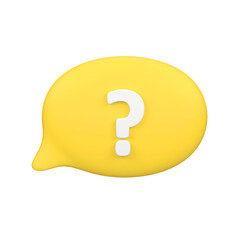 Question mark with speech bubble isolated 3d render icon illustration