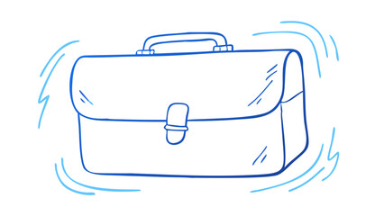 Handdrawn blue briefcase, perfect for business, office, or travelrelated designs and illustrations, vector format