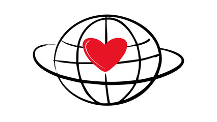 Fototapeta premium Globe with a heart, representing global love, unity, and connection, symbolizing international care and support for humanity