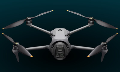 Drone illustration - editable drone template showing professional drone for aerial filming and photography