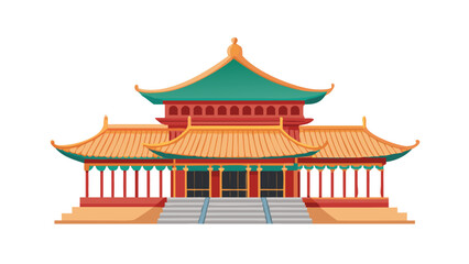 Illustration of a chinese temple, a building dedicated to religious or spiritual purposes in china
