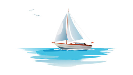 Fototapeta premium Illustration of a sailboat sailing on the sea, , perfect for summer vacation and marine adventures on the ocean