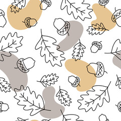 seamless acorns pattern in doodle style