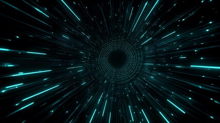 Abstract Blue Light Tunnel Zoom Effect Sci Fi Space Travel Motion Background