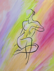 outline of a sitting naked girl