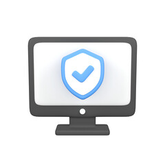 Computer protection isolated 3d render icon illustration