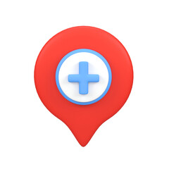 Obraz premium Hospital location symbol isolated 3d render icon illustration