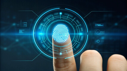 Biometric Fingerprint Scan Interface Technology of the Future with a Touch Screen Display for Identification and Authentication in Cyber Security and Data Protection