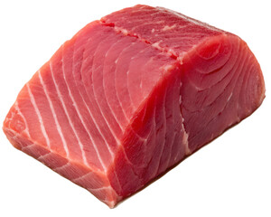Fresh Tuna Steak Cut Ideal for Sushi and Sashimi Preparation on Isolated Background Ready to Cook