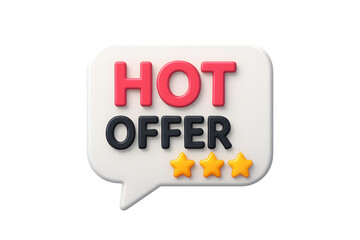Hot offer speech bubble with stars isolated on transparent background