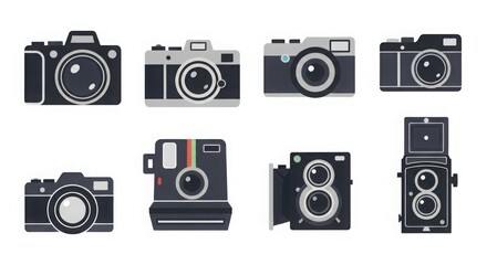 Vintage Camera Icons Retro Photography Set