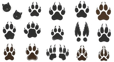 Fototapeta premium Animal Paw Prints Cat Wild Animal Tracks