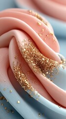 Pink Swirl Frosting with Gold Sprinkles Macro