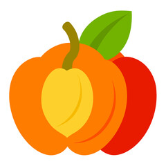 ackee fruit silhouette isolated on white background