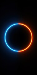 Neon circle, split blue and orange