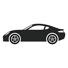 Sleek black sports car side view minimalist vector illustration on white background ideal for automotive designs