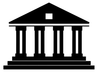 Bank Building black silhouette vector illustration