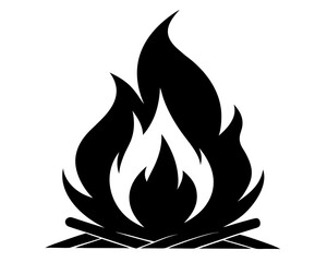 campfire flame black silhouette vector,campfire flame  icon