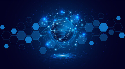 Fototapeta premium Global connection network background. World map. High-speed internet technology concept or fast wireless data transmission. modern internet network connection technology background 