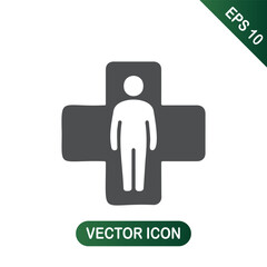 Medical Icon Person Inside a Cross Symbol