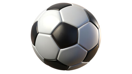 Fototapeta premium Classic soccer ball with black and white pattern, isolated on transparent background, perfect for sportsthemed designs and game illustrations, a timeless symbol of teamwork