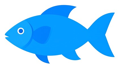Obraz premium A simple, vibrant blue fish illustration against a plain white background.