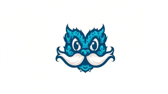 Cartoonish blue animal head with a mustache