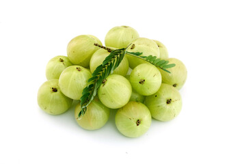 Fresh gooseberries on white background