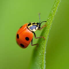 Naklejka premium Lady bug as a plant louse predator, biological protection.