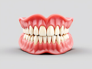 Obraz premium Realistic Dentures Showing White Teeth and Pink Gums dental oral