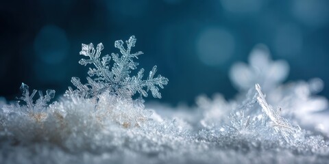 The intricate beauty of snowflakes shimmering on a winter landscape.