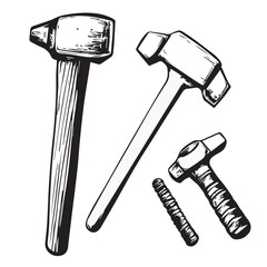 hammer and nails vector
