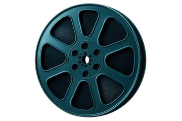Obraz premium Vintage film reel lying on transparent surface, embodying cinematic nostalgia and classic movie memories