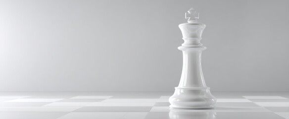 The Elegant White King Chess Piece on a Minimalistic Board Background.