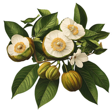 A photo  of Gabiroba (Campomanesia xanthocarpa) featuring bright natural hues and intricate textures  bring out its unique organic details