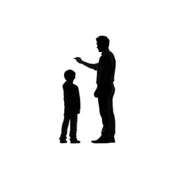 Silhouetted Father and Son A Moment of Guidance and Growth