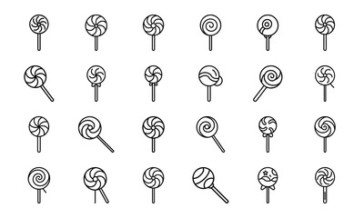 Collection of black and white food and drink icons, coffee, tea, candy, chocolate, ice cream, snacks, pizza, popcorn, pretzel, sausage, fried egg, milkshake, cold drinks, breakfast and dessert line ve