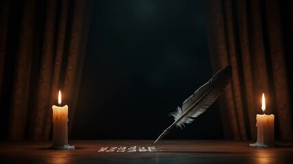 Feather Quill Writing by Candlelight Cinematic Composition - Powered by Adobe