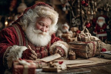 Santa Claus Prepares Gifts for Children