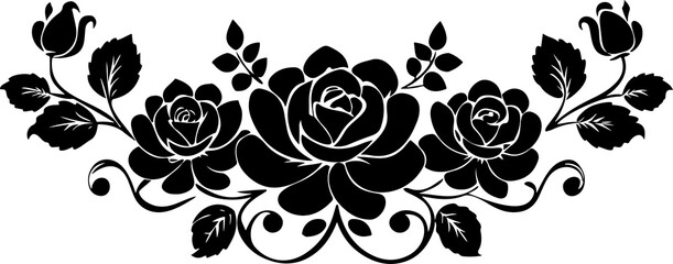 Decorative vintage roses with flourish swirl vector