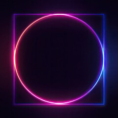 Obraz premium Neon circle framed by square