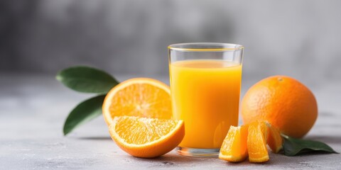 The Refreshing Orange Juice Served with Fresh Orange Slices
