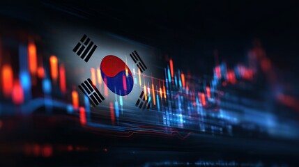 South Korea Stock Market Data with Candlestick Chart Background