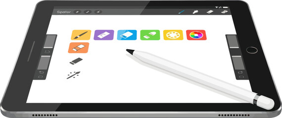 Digital Tablet with Stylus and Drawing Application Interface