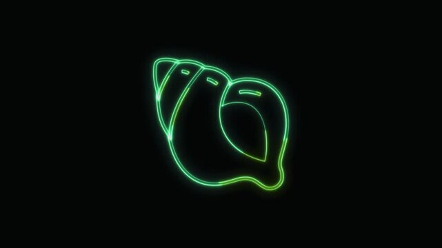  Shellfish Icon Neon Seamless Loop 4K with Black Background Animated Promotional Typography for Video Editing