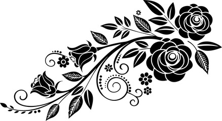 Romantic floral roses with swirl decorative design