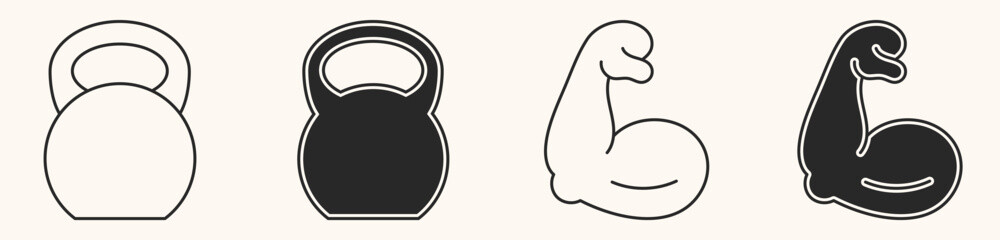 Strength Icon. Kettlebell Symbol. Vector Design Badge
