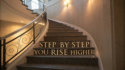 Inspirational Staircase with Motivational Quote in Modern Home