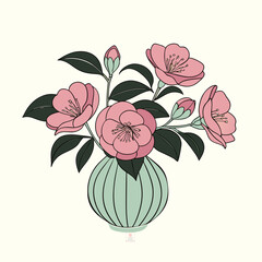 Romantic Pink Rose Vector Illustration, Floral Art