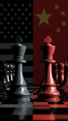 Obraz premium US China Geopolitical Rivalry Symbolized by Chess Game